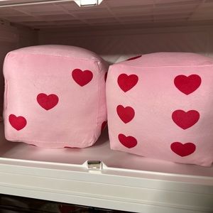Bullseyes Playground Valentines Day Heart Dice Throw Pillow